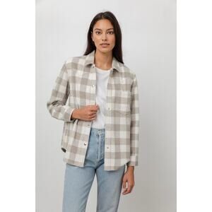 Rails Wool Flannel Tripp Plaid Collared Shacket Jacket Beige Women's Size Small